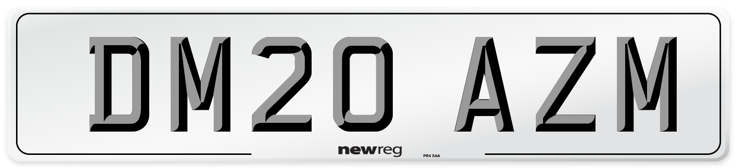 DM20 AZM Number Plate from New Reg